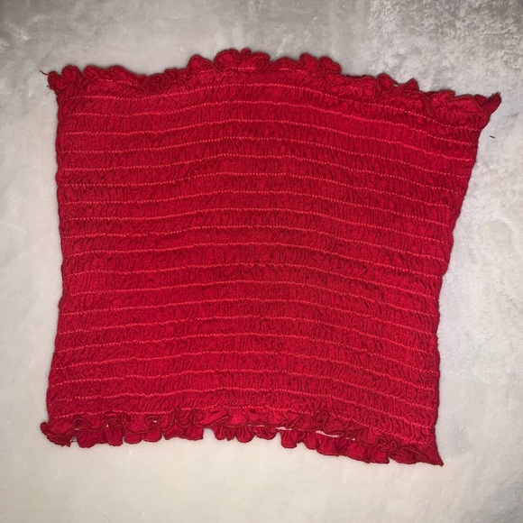 Red Ribbed Tube Top - Picture 2 of 2